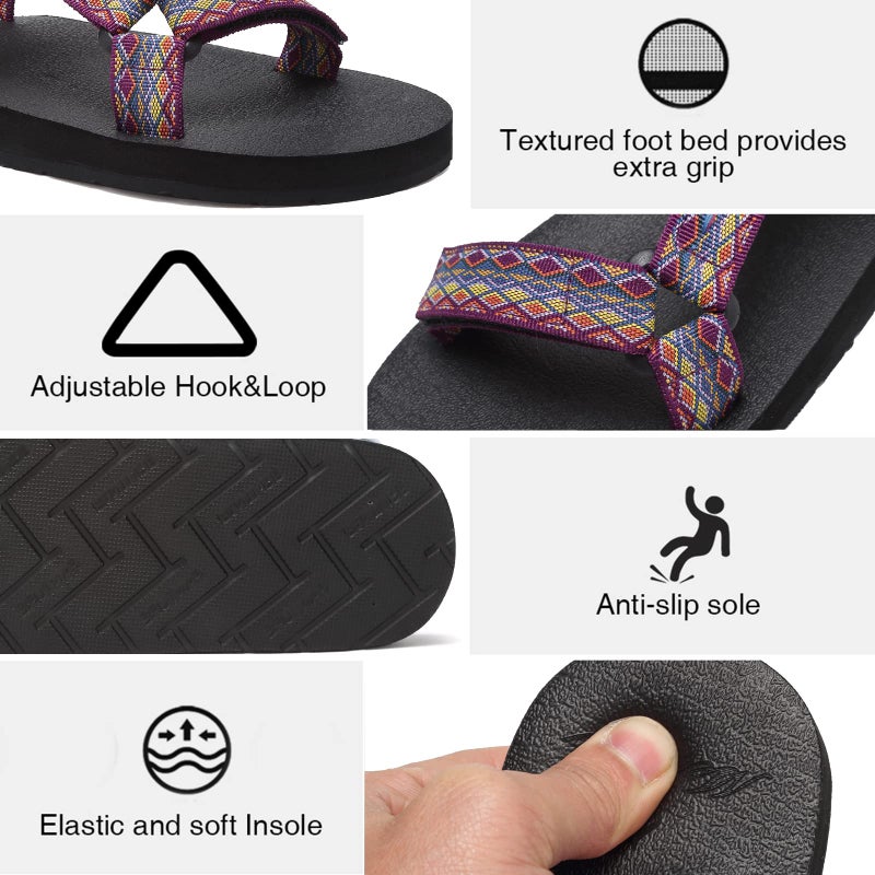 CIOR Women's Sport Sandals Hiking Sandals with Arch Support Yoga Mat Insole Outdoor Light Weight Water Shoes-U119SLX022-Purple-40 - Image 4